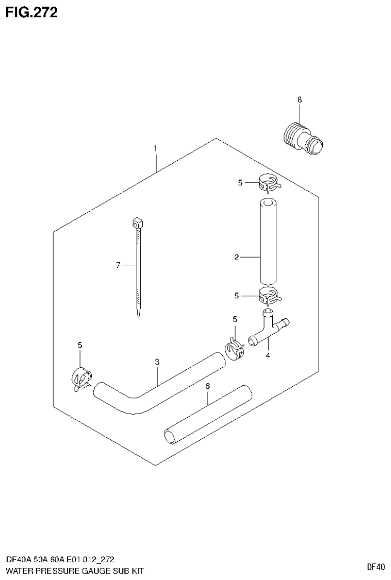 Suzuki DF40AST, DF50A, DF50ATH WATER PRESSURE GAUGE SUB KIT (DF60AQH E40) parts diagram